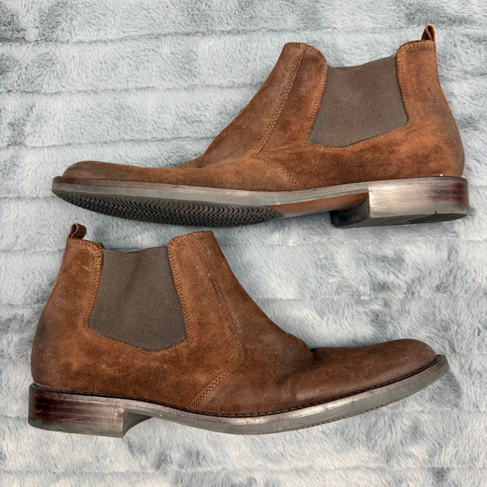 Johnston & Murphy Mens Brown Suede Chelsea Boots 10M 20-1040 Pull On Ankle Boots
